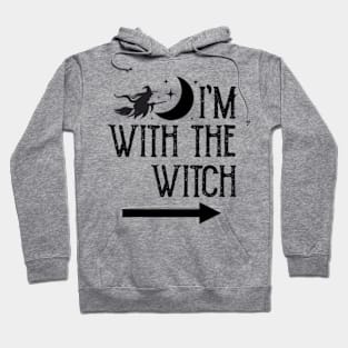 I'm With The Witch Funny Halloween Couple Hoodie